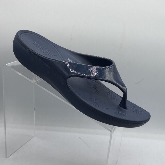 Alegria Ode Women’s Thong Sandals Navy Gloss 9.5-10 Slip On Comfort Arch Support - Picture 1 of 11